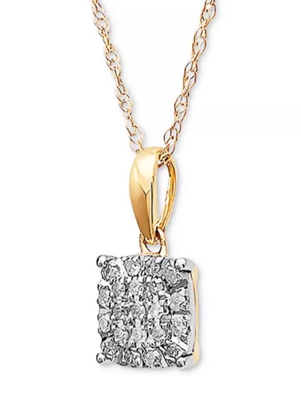 Diamond Cluster 18" Pendant Necklace (1/10 ct. t.w.) in 10k Gold